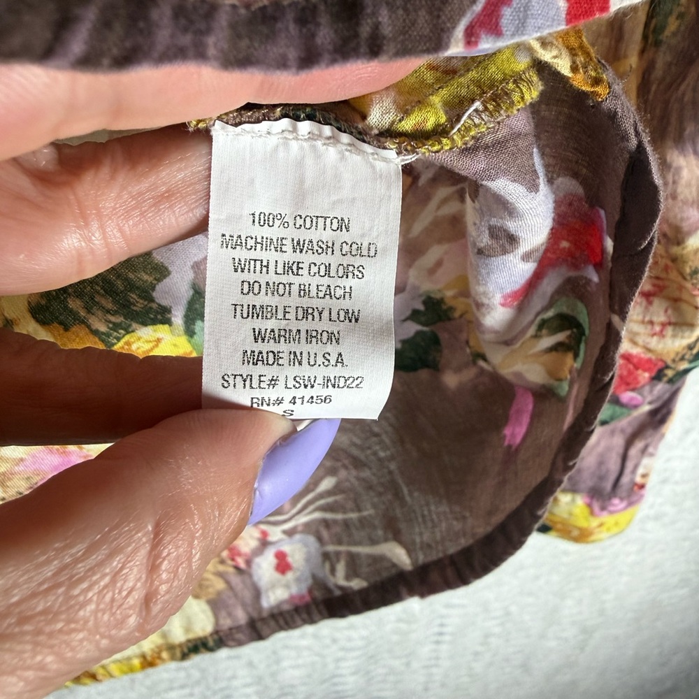 JAK Vintage Half Button Beautiful Print Floral Long Sleeve Women's Top. - Picture 6 of 8